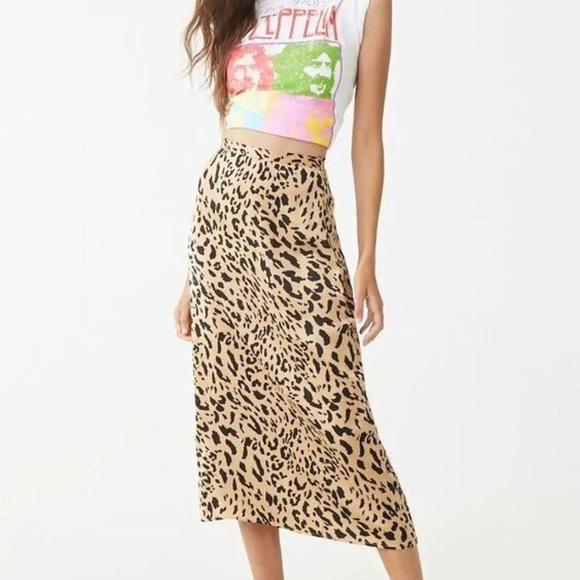 Forever 21 Dresses & Skirts - • FOREVER 21 • NWT cheetah print silk midi skirt